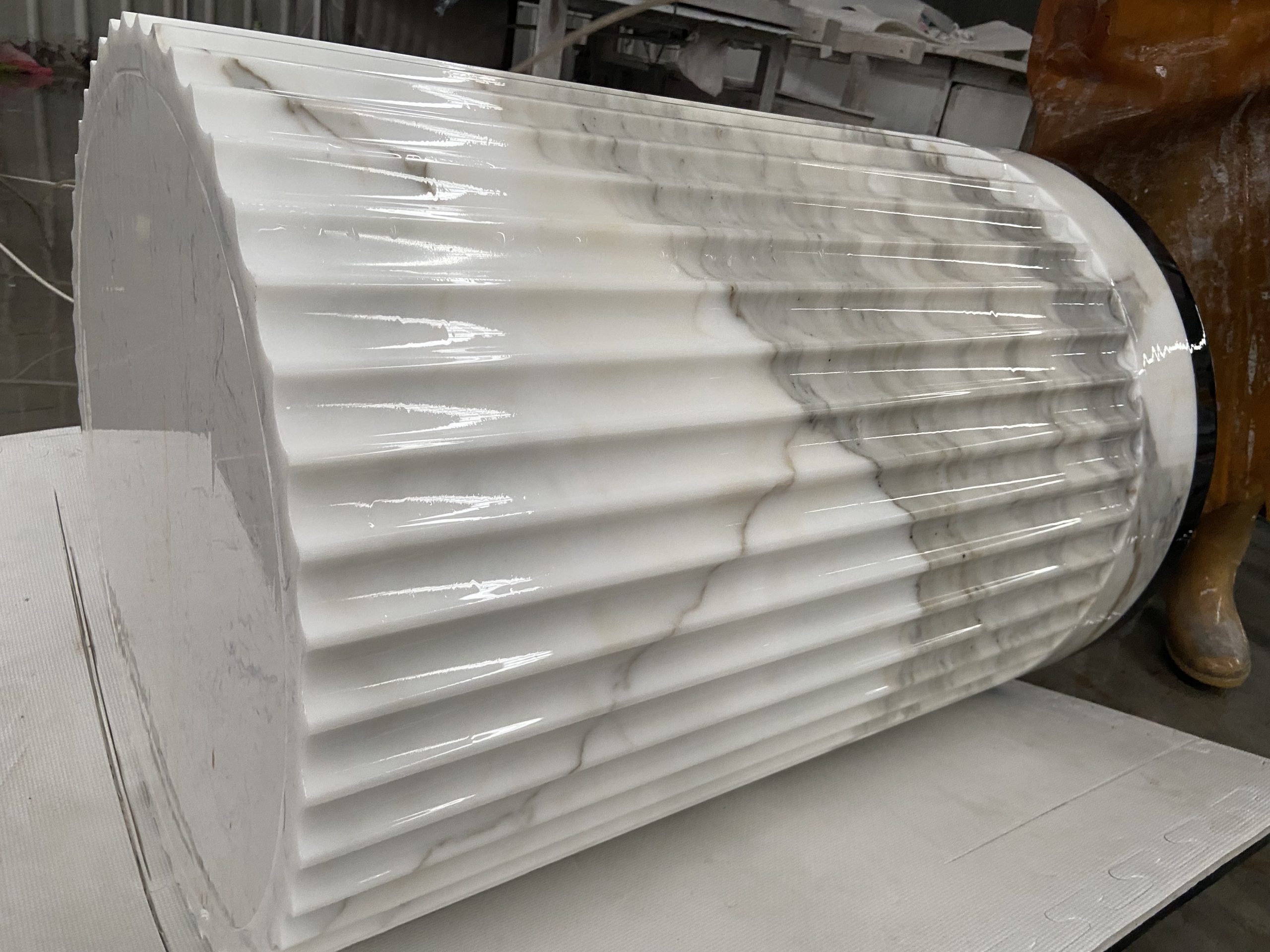 Fluted Grooved Calacatta White Marble Columns