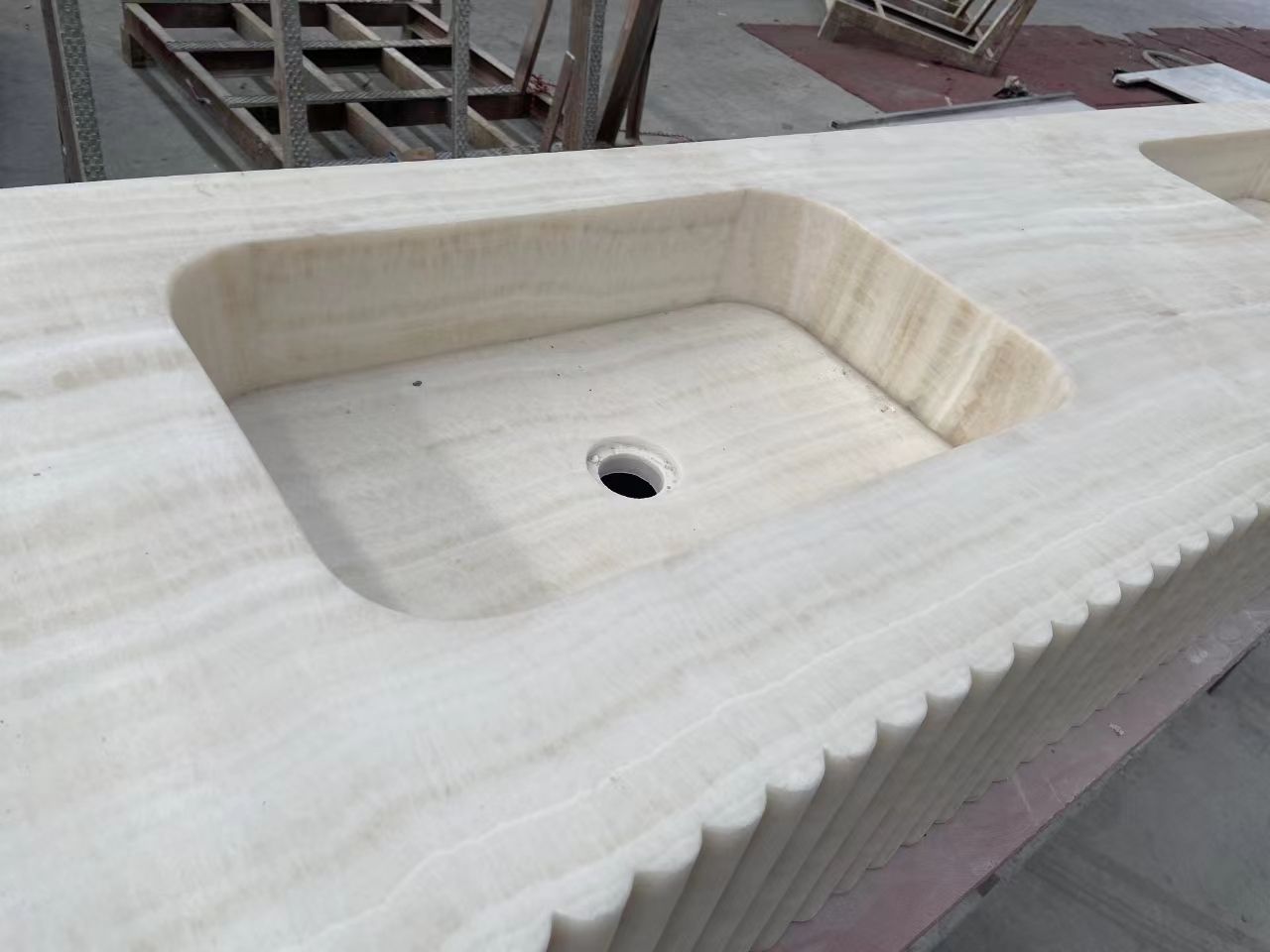 White Marble Vanity Double Sinks