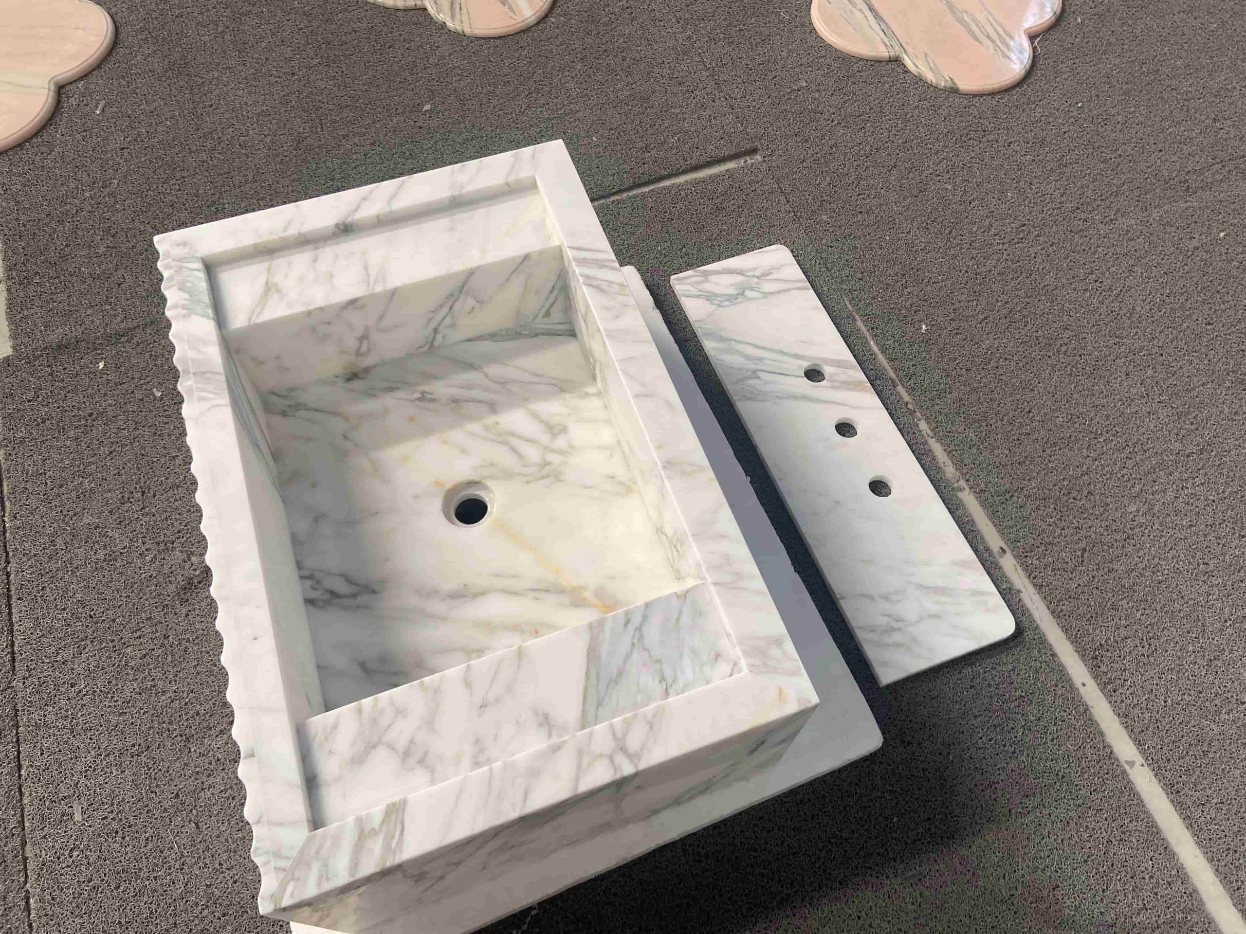 Arabescato White Marble Vanity Sink