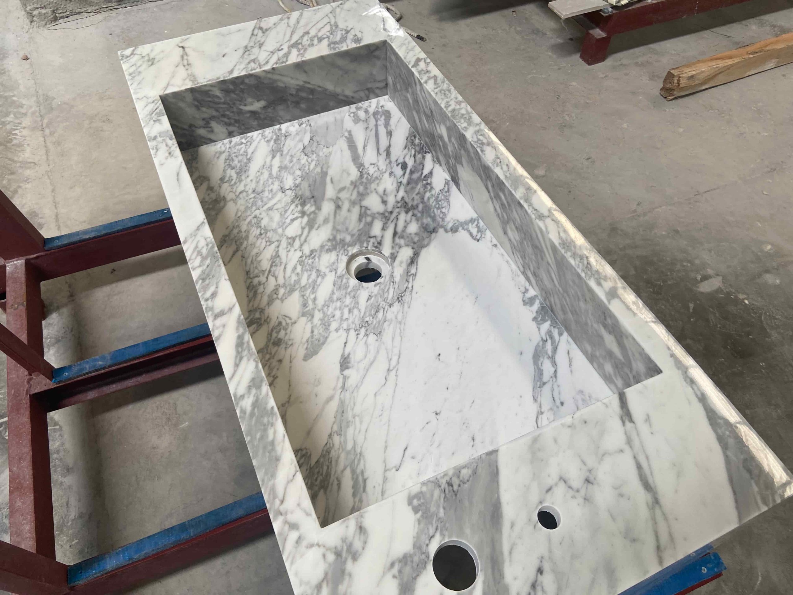 Arabescato White Marble Floated Vanity Sink