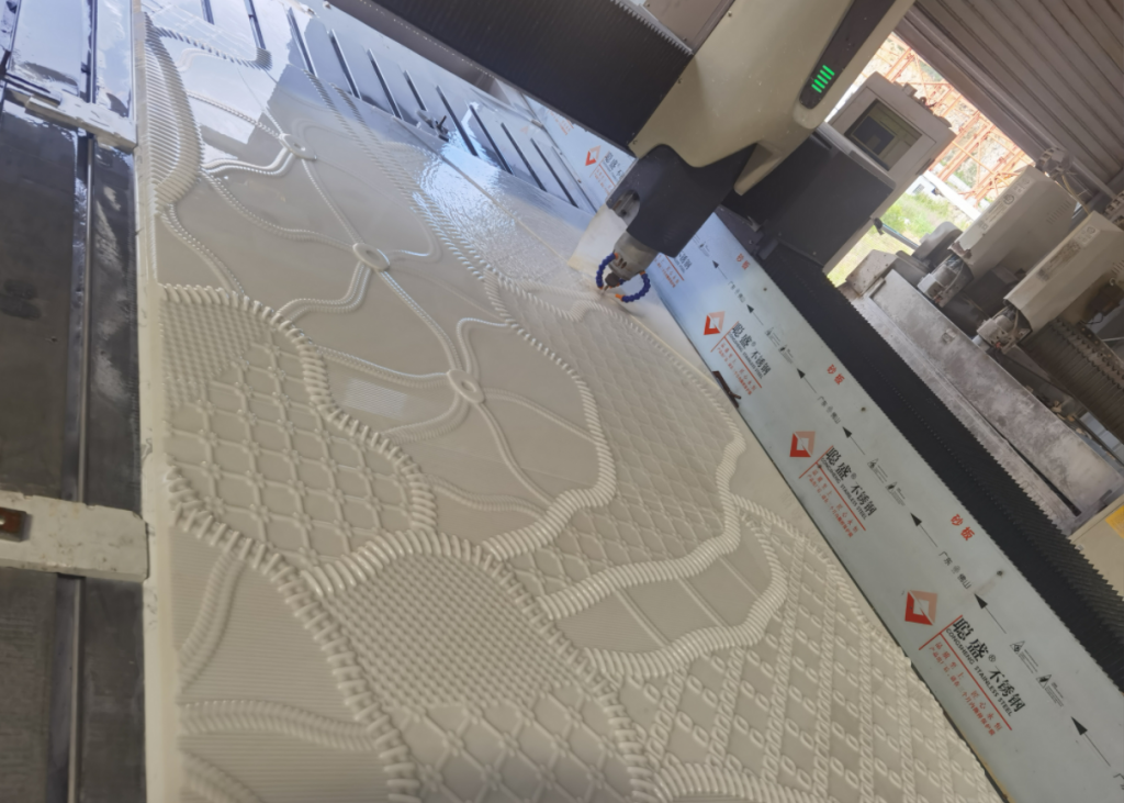 Ariston White Marble Engraved Wall Routering 