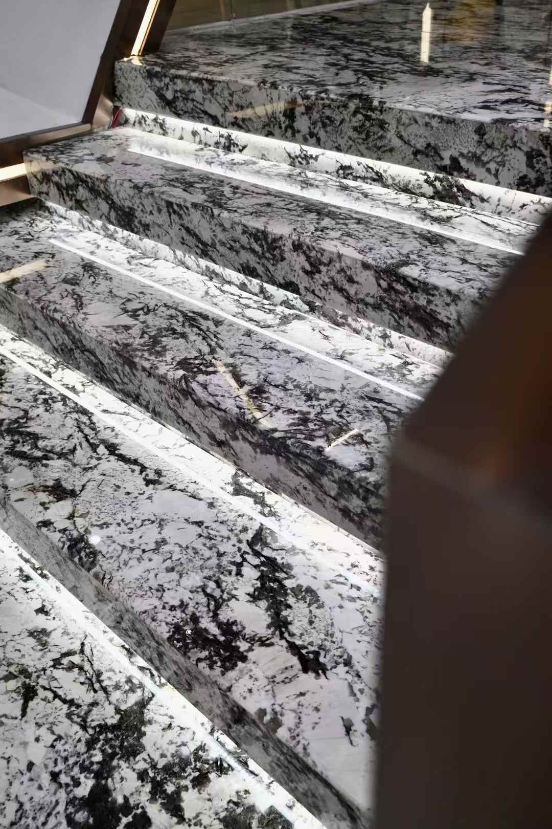 alpine white soul granite led stairscases