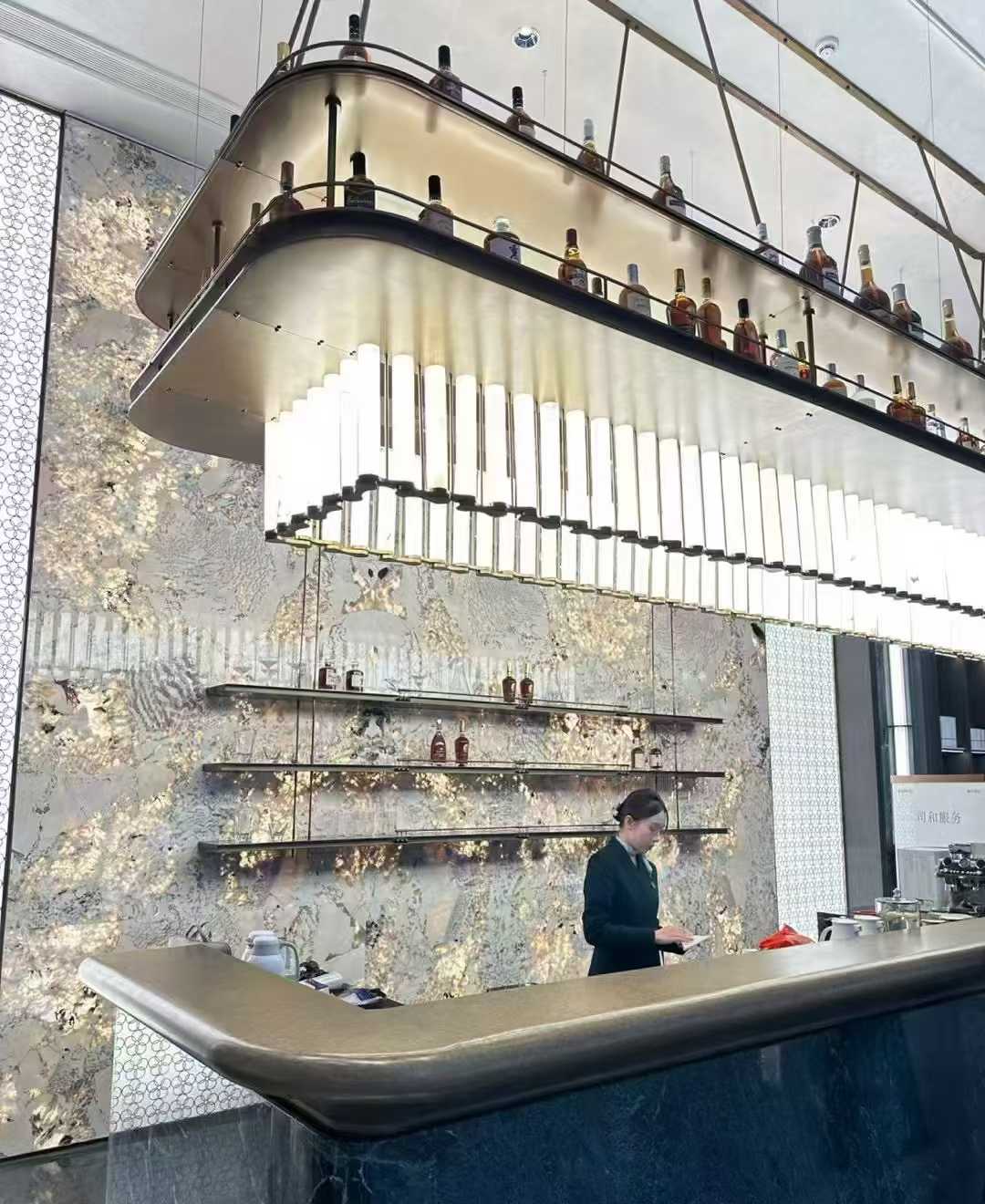 alpine white soul granite wall hotel lobby