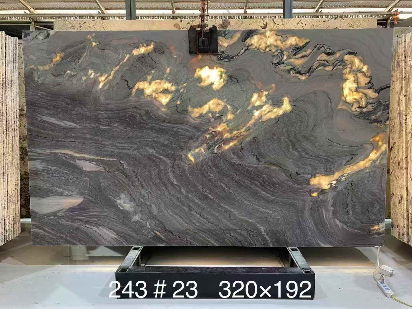 aquarella quartzite slab backlit