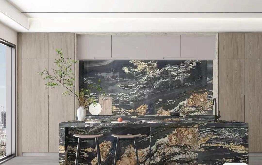 black magma gold granite