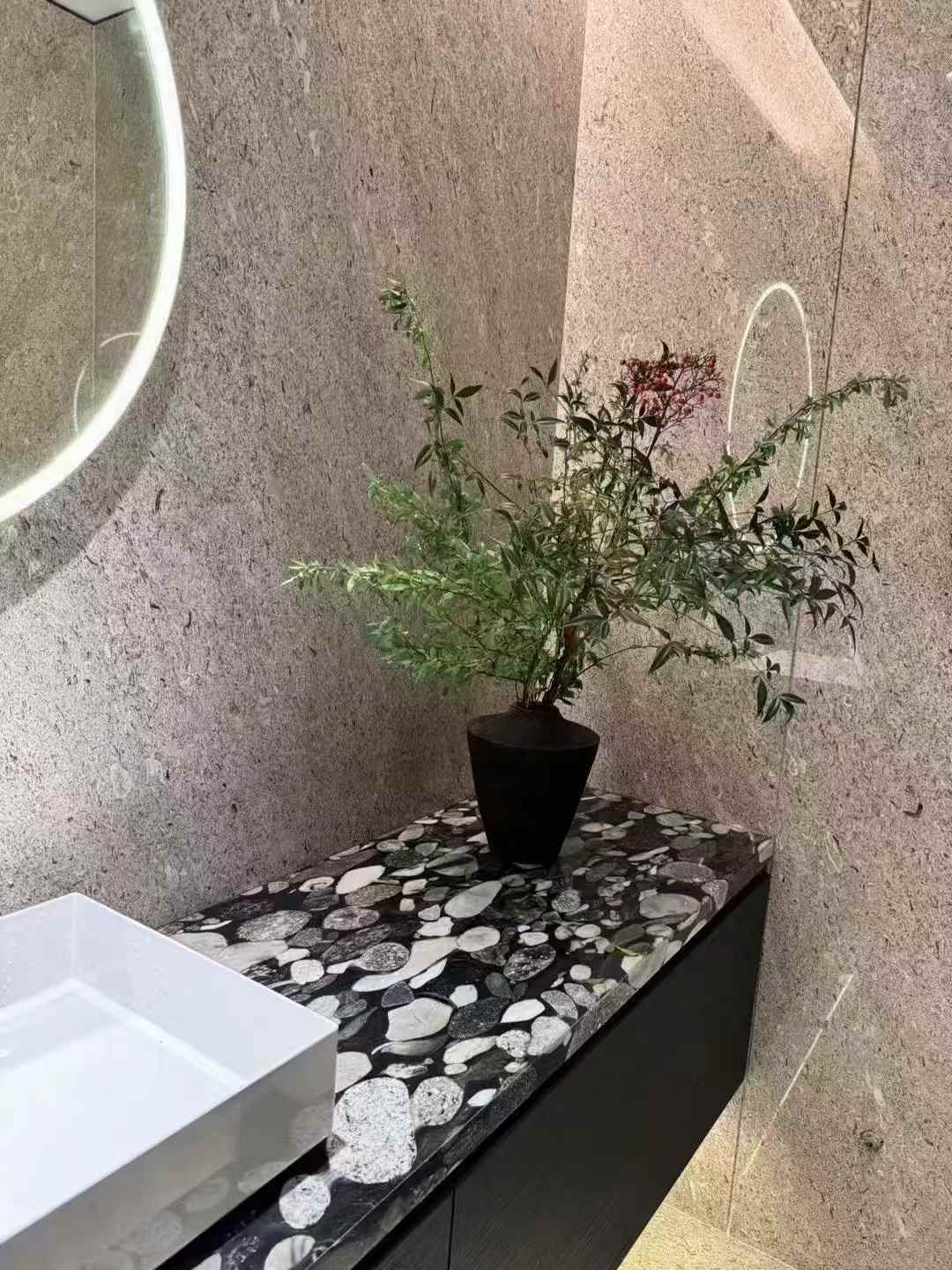 black marinace granite bathroom tops