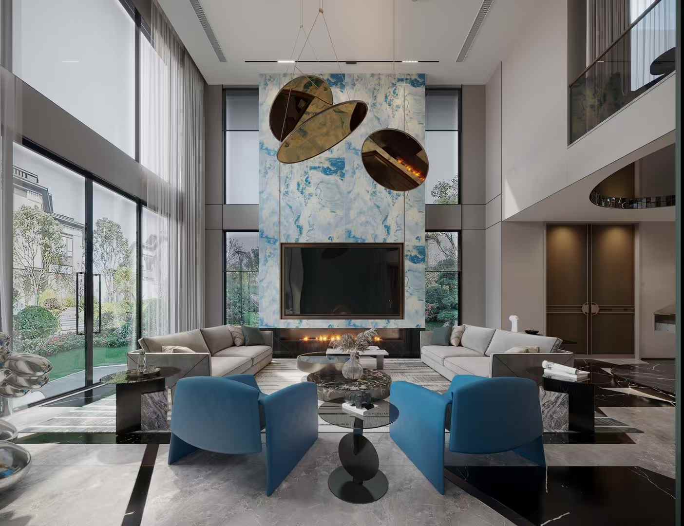 blue onyx slab walls