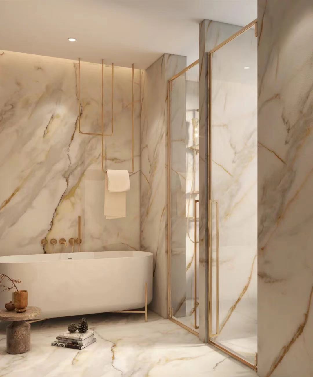 calacatta gold marble bathroom