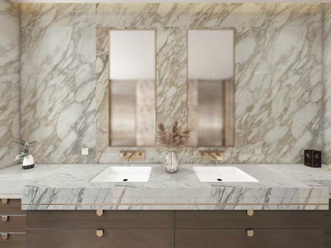 calacatta vagli marble slab bathroom