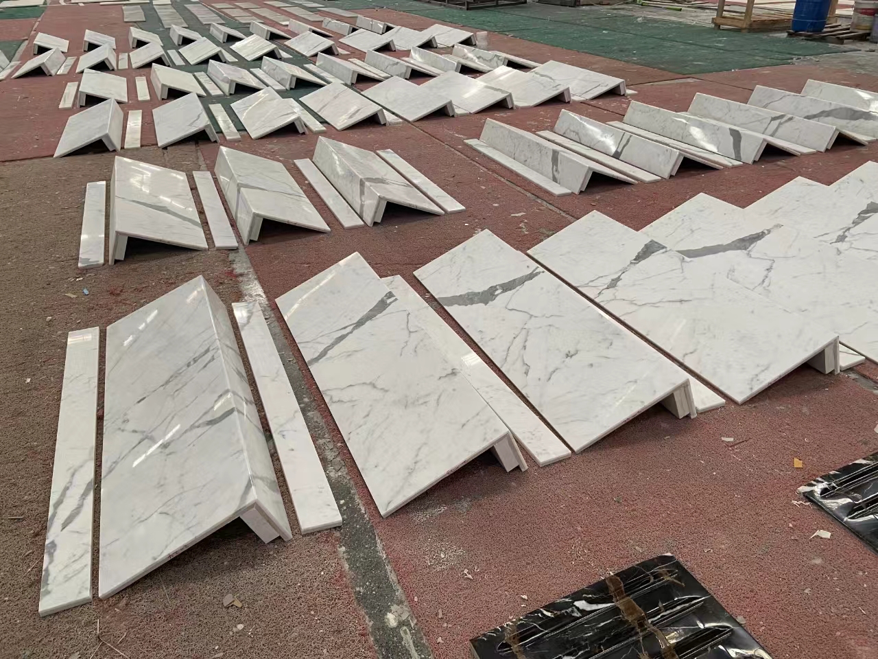 calacatta white marble staircases