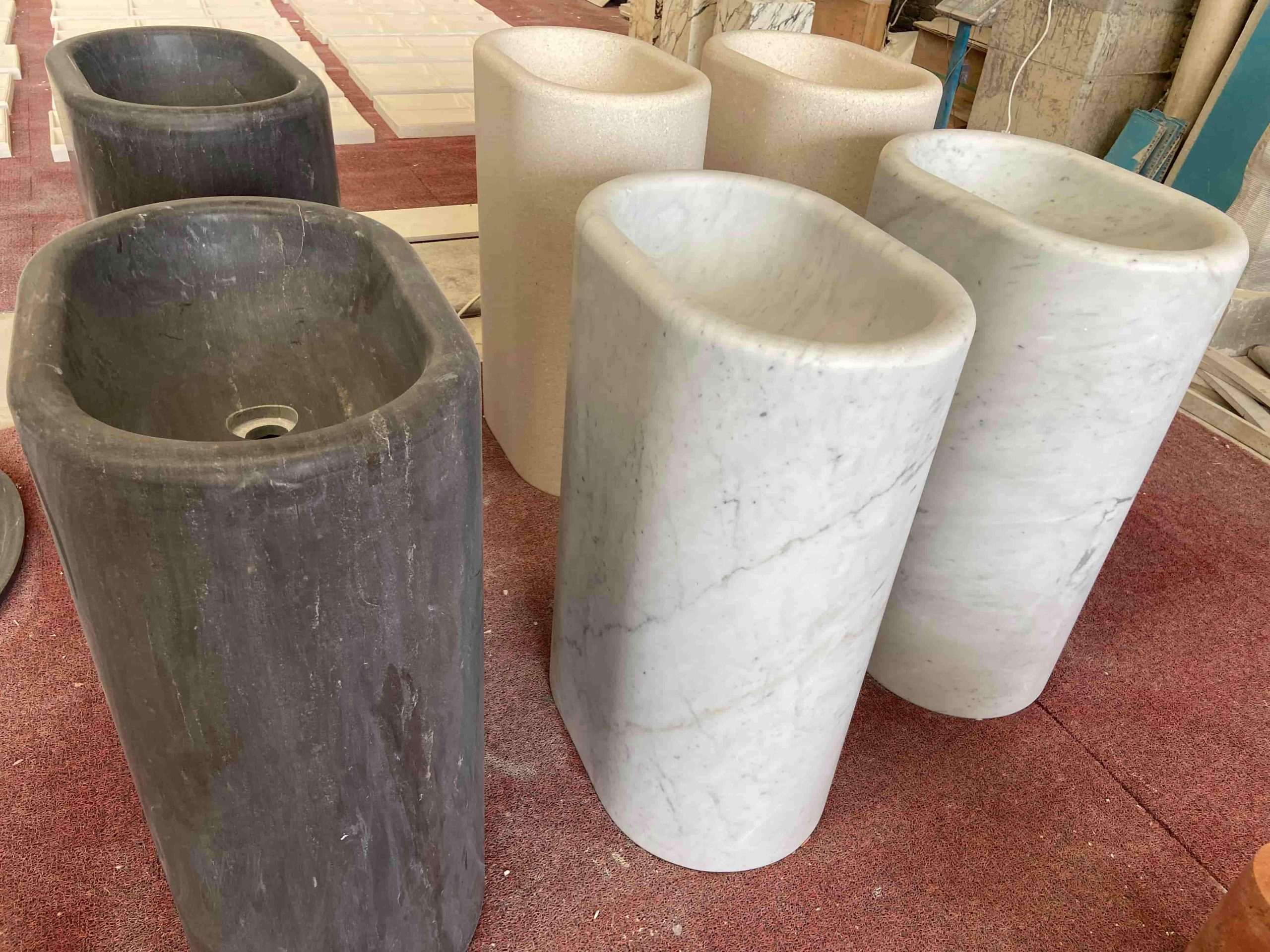 Carrara White Marble Pedestal Sink