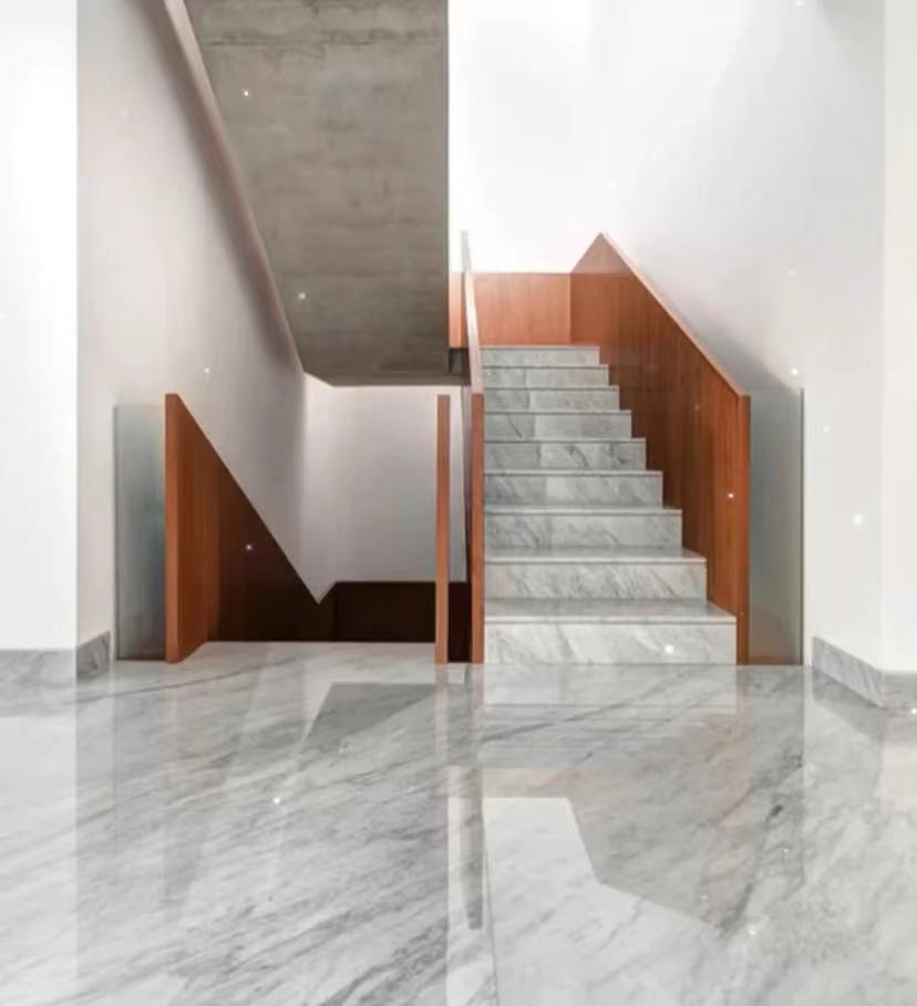 carrara white marble tile​ stairs