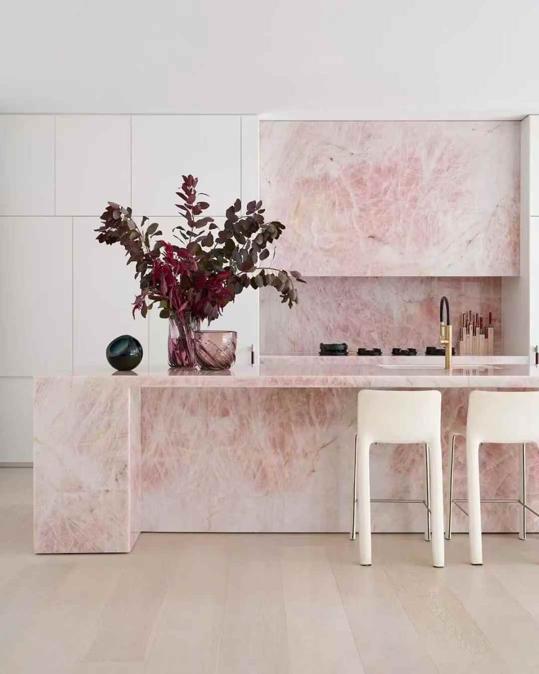 cristallo pink quartzite kitchen countertops