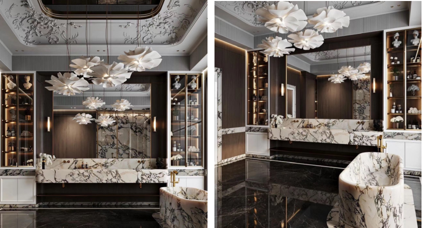 Calacatta Viola Marble Luxury Bathroom Design 