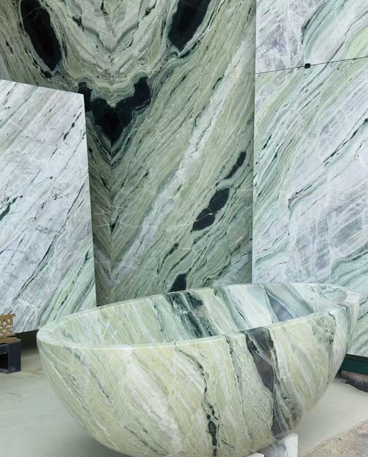 green marble bathtubs