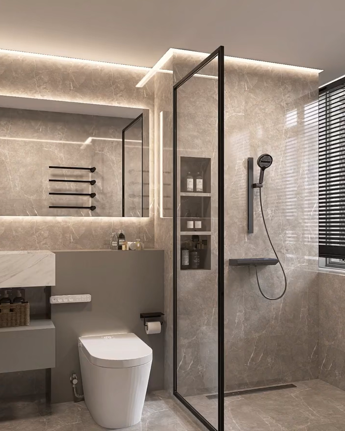 grey and white marble floor tiles