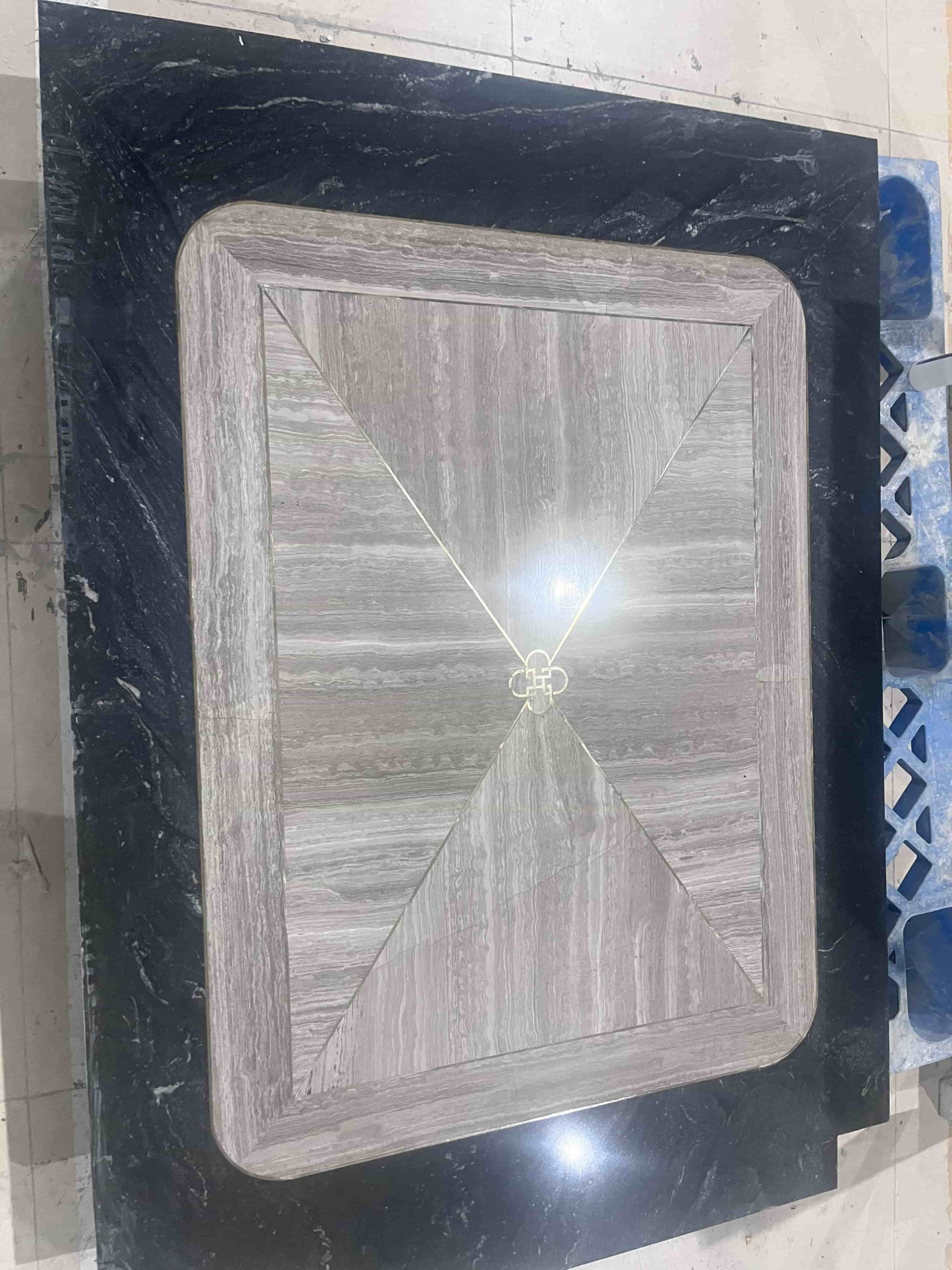 Grey Wood Marble Metal Inlay Tiles