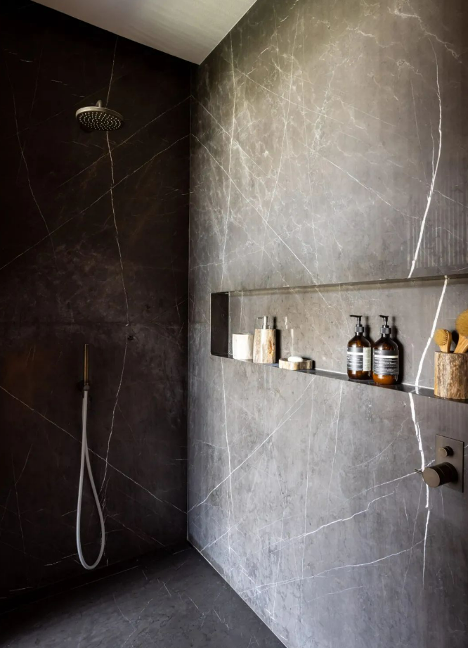 grey marble tile shower