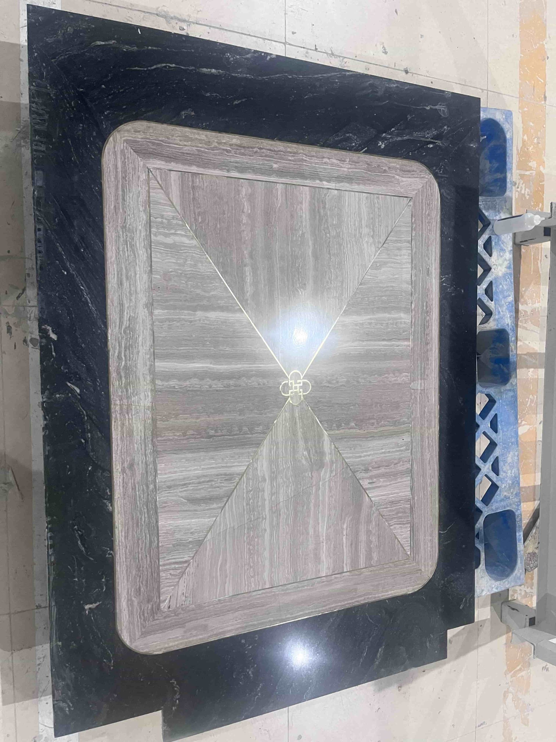 Grey Wood Marble Metal Inlay Tiles