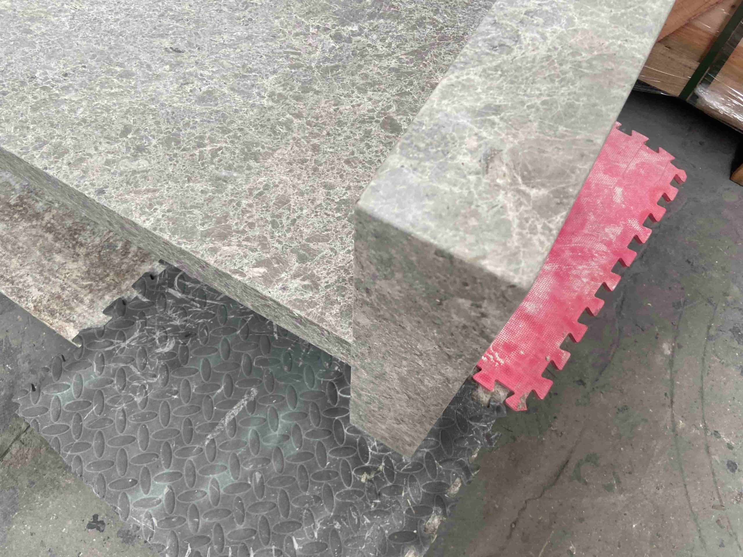 Leather Light Grey Limestone Bench