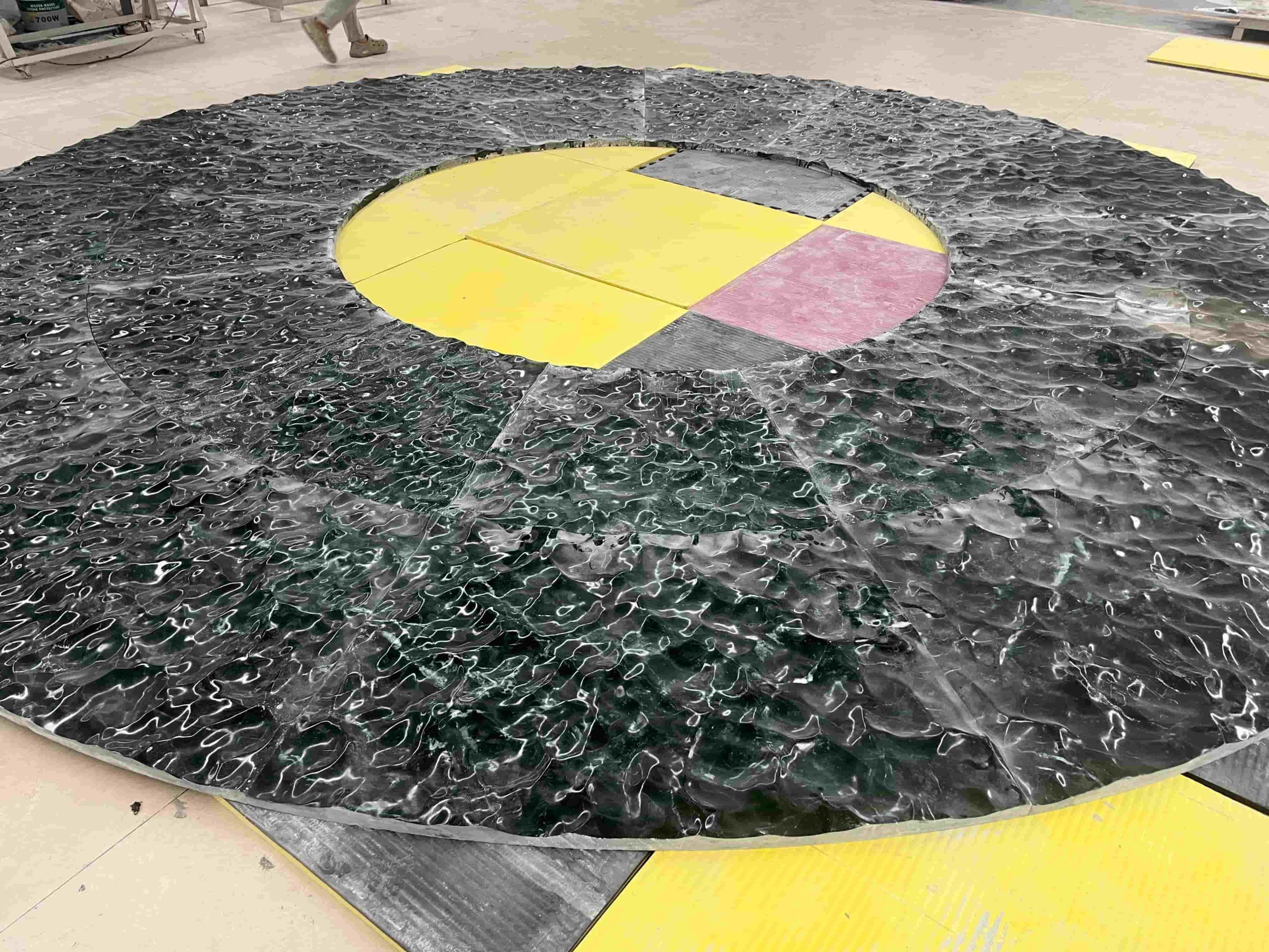 Dark Green Marble Engraved Waving Curved Tiles