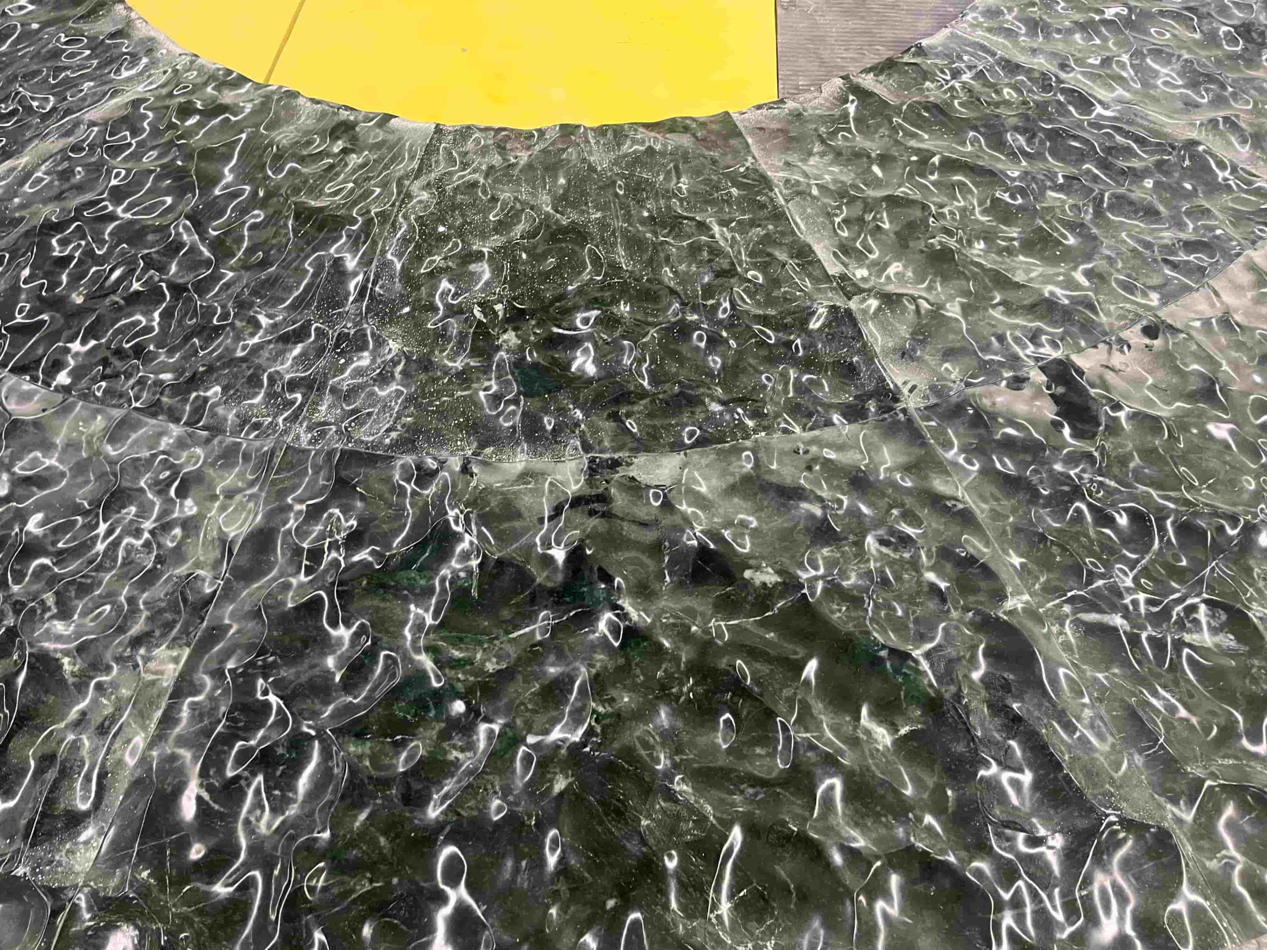 Dark Green Marble Engraved Waving Curved Tiles