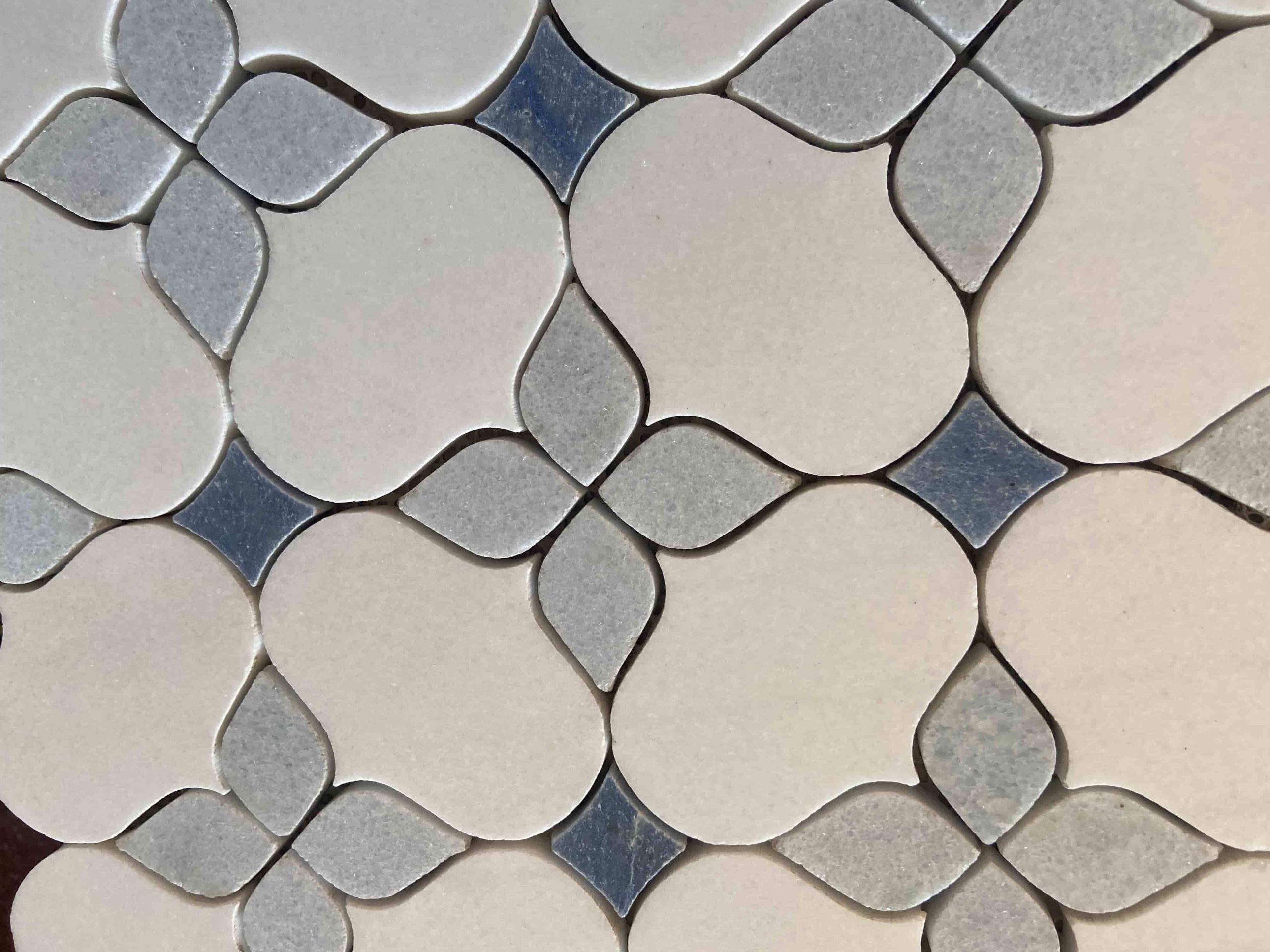 Blue and White Marble Waterjet Mosaic