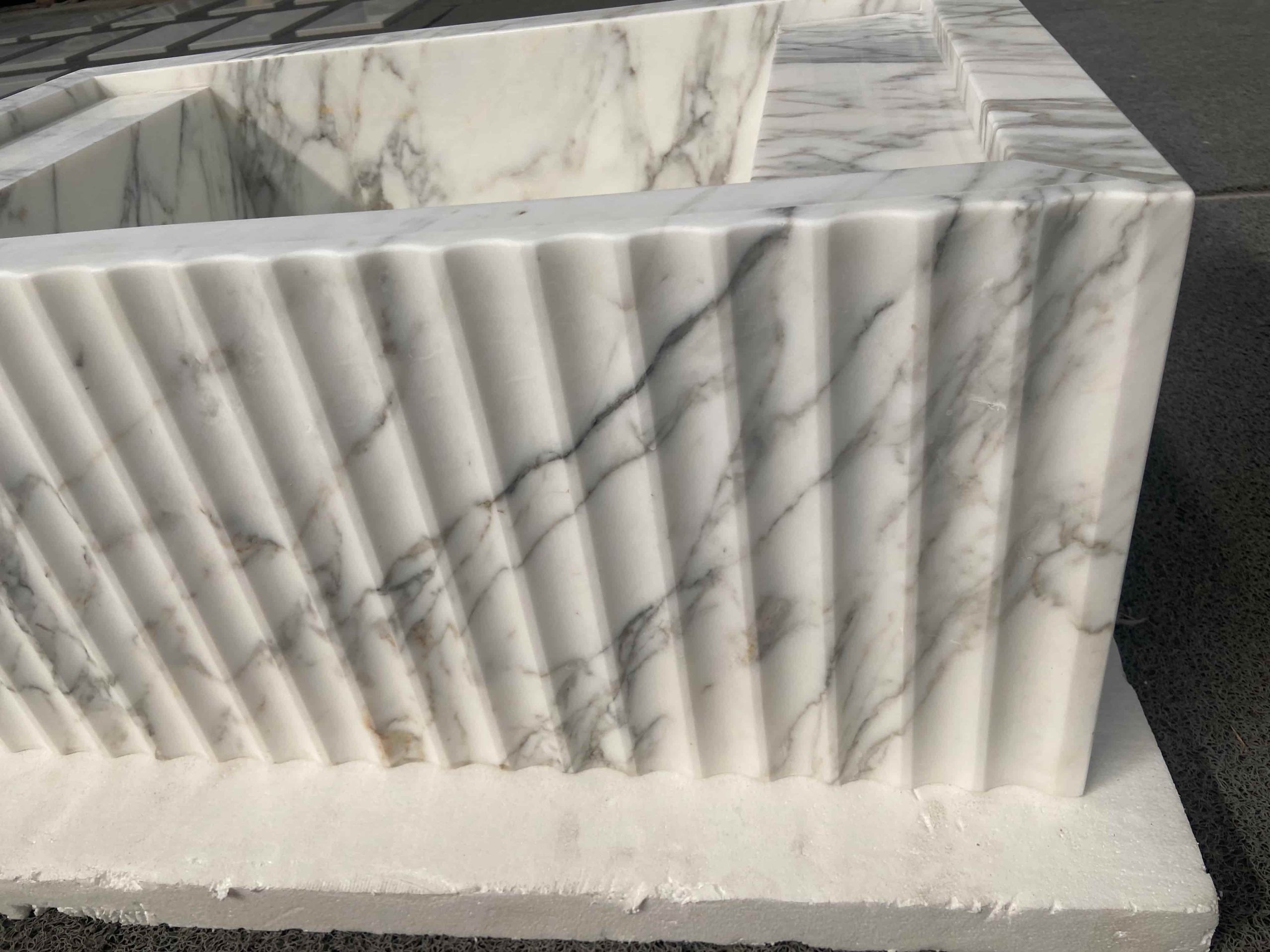 Arabescato White Marble Vanity Sink