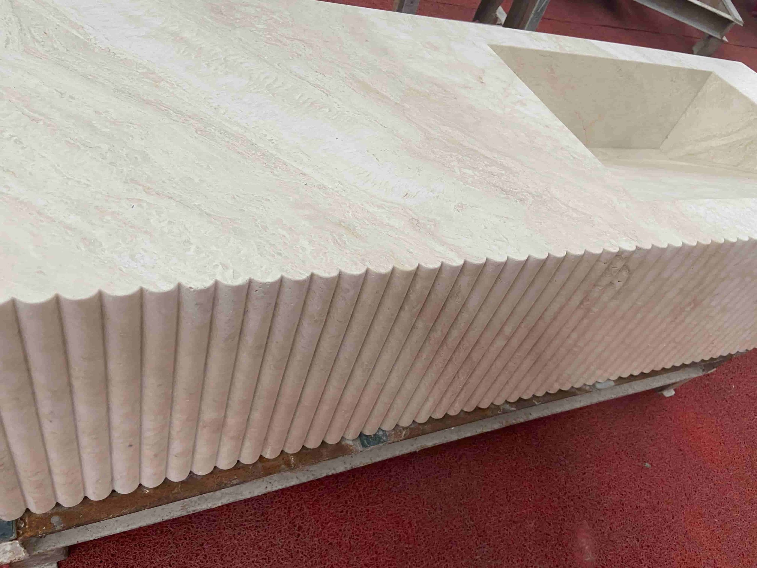 Floated Marble Vanity Sink with Fluted Apron