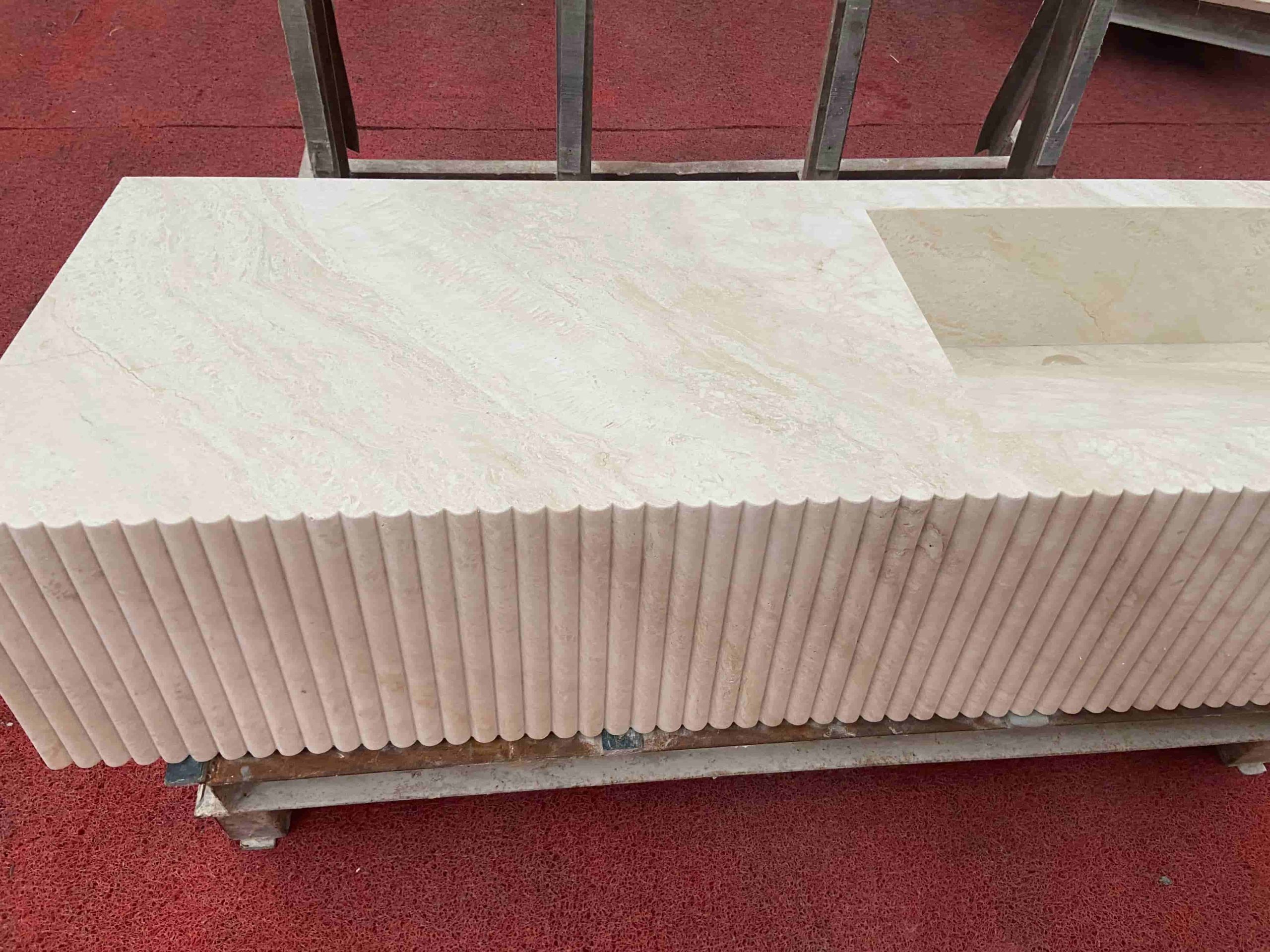 Floated Marble Vanity Sink with Fluted Apron