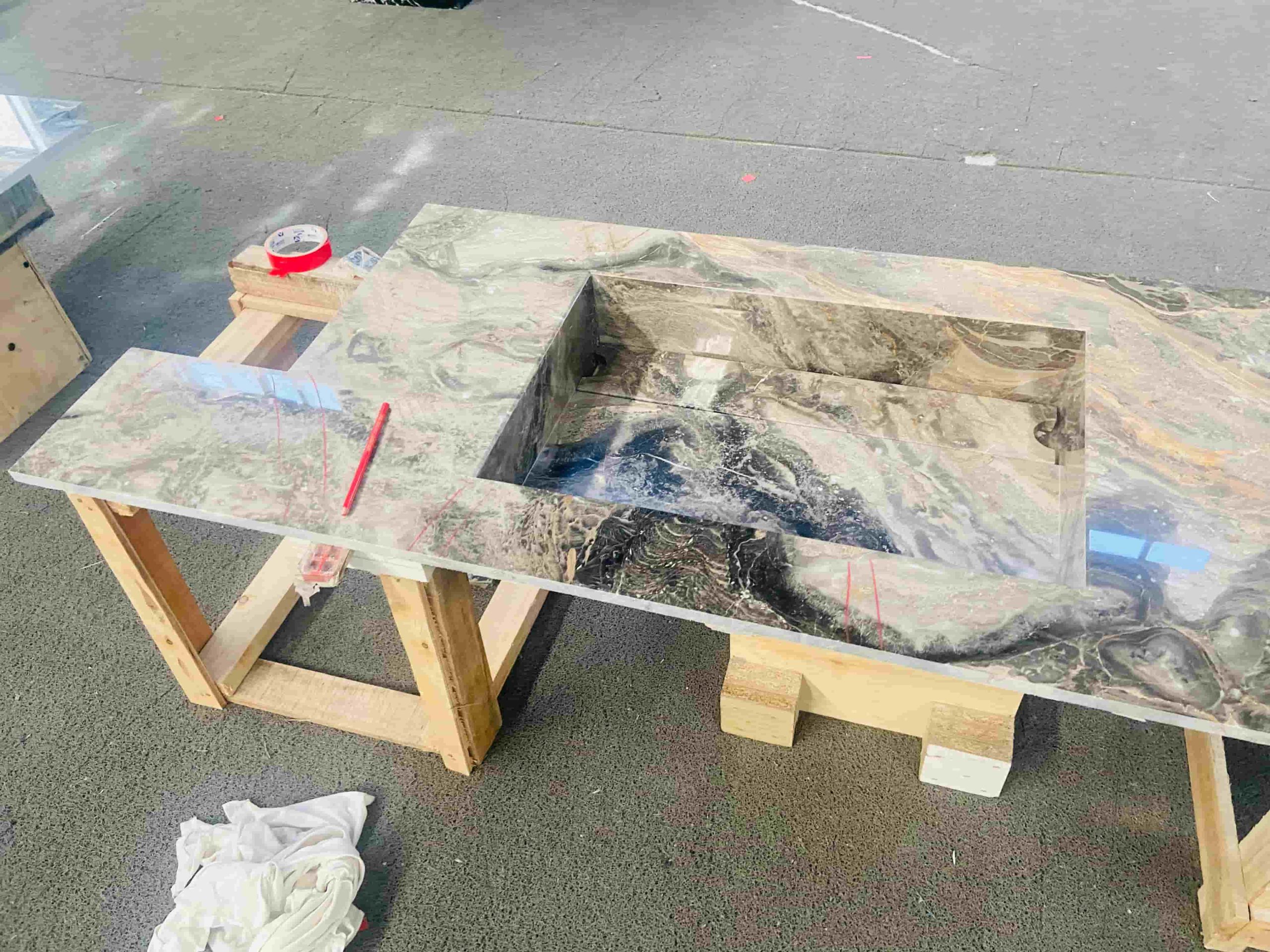 Arabescato Orobico Grigio Marble Vanity Sink