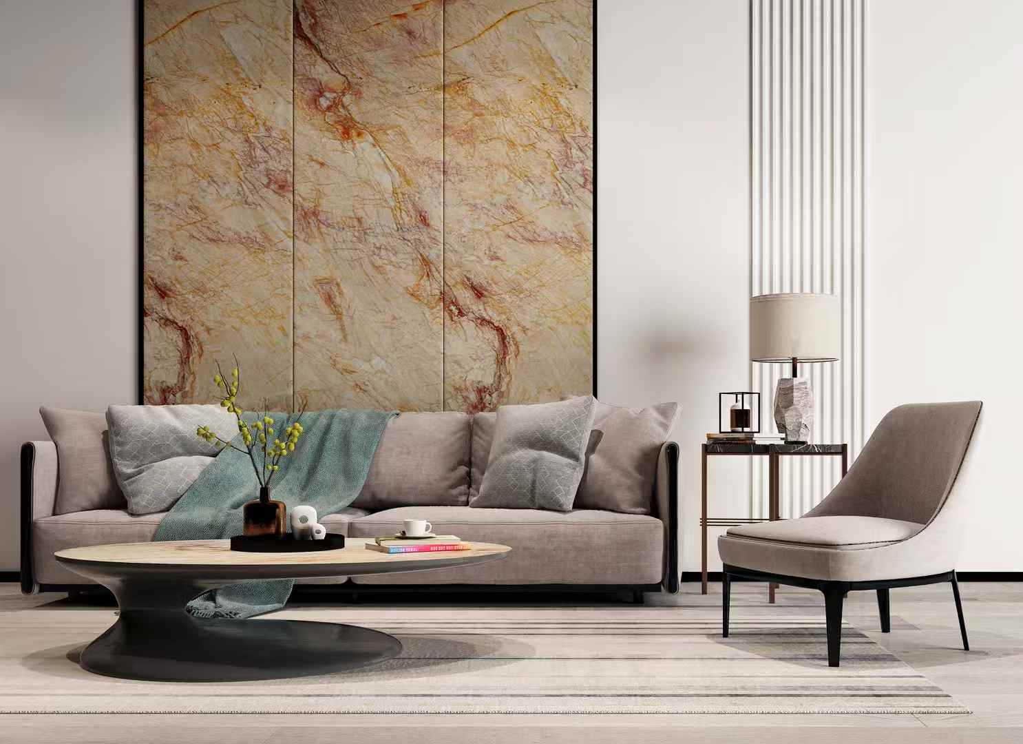 nacarado quartzite wall in livinig room