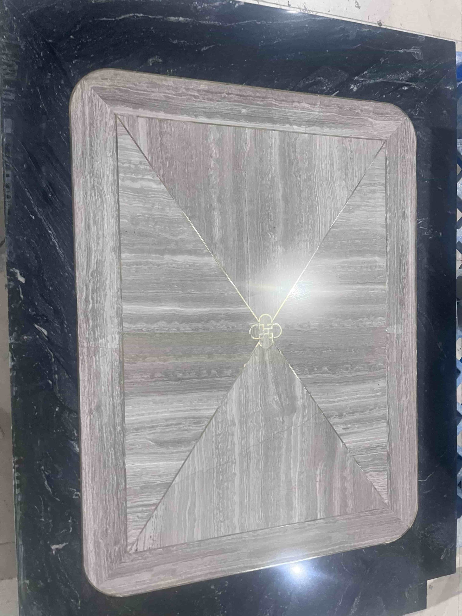 Grey Wood Marble Metal Inlay Tiles