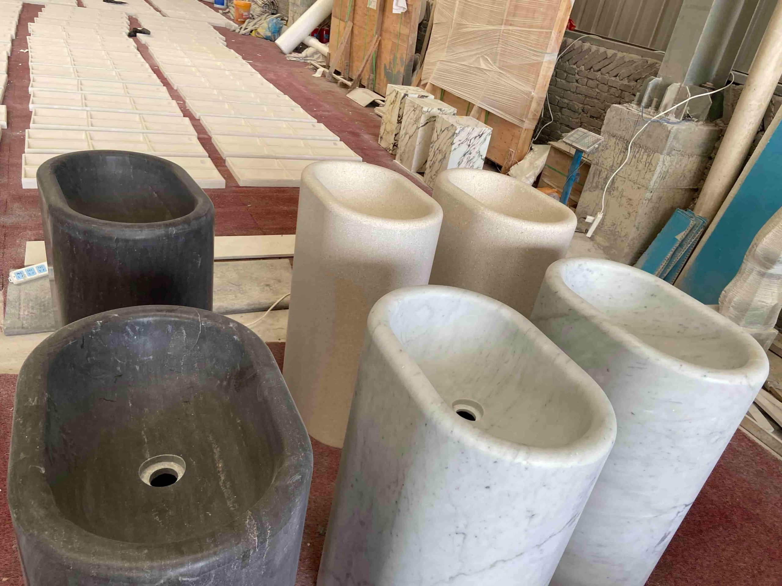 Carrara White Marble Pedestal Sink