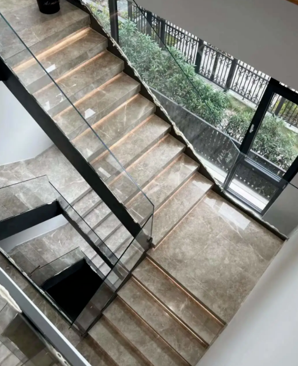 nordic grey marble stairs tiles