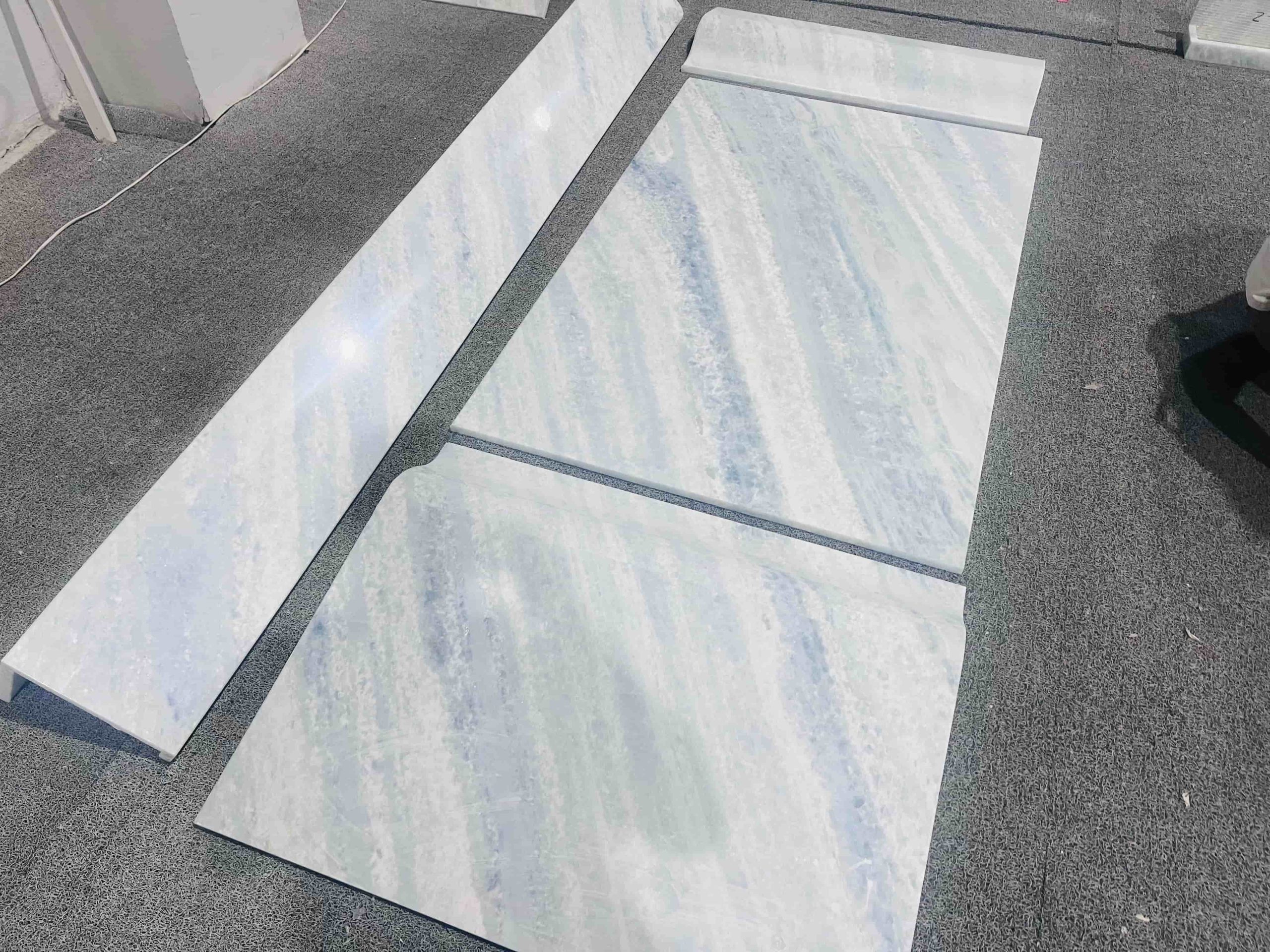 translucent blue marble wall tiles