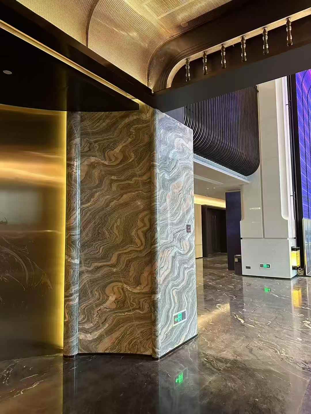 water cloud gauze marble lobby walls