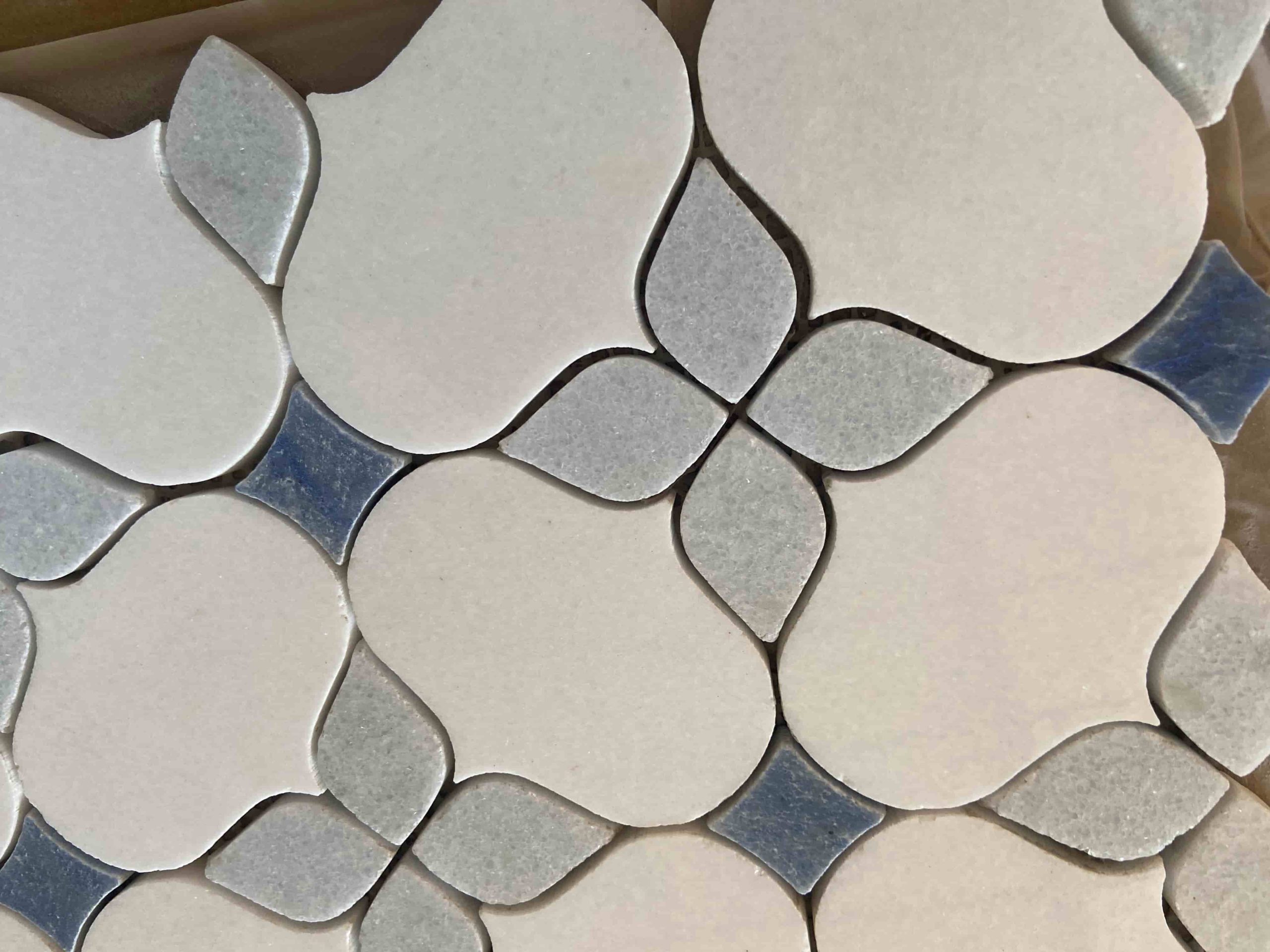 Blue and White Marble Waterjet Mosaic