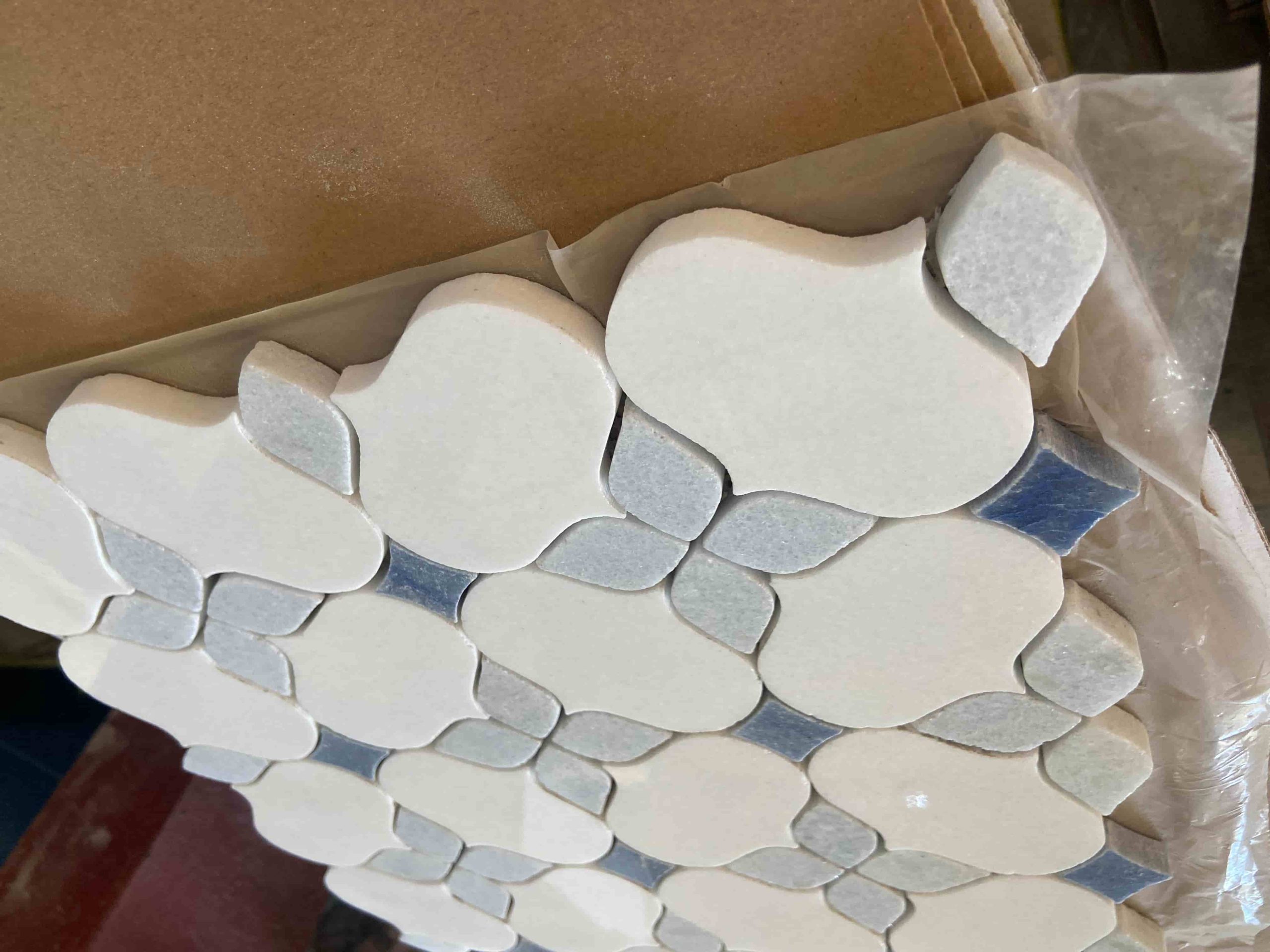 Blue and White Marble Waterjet Mosaic