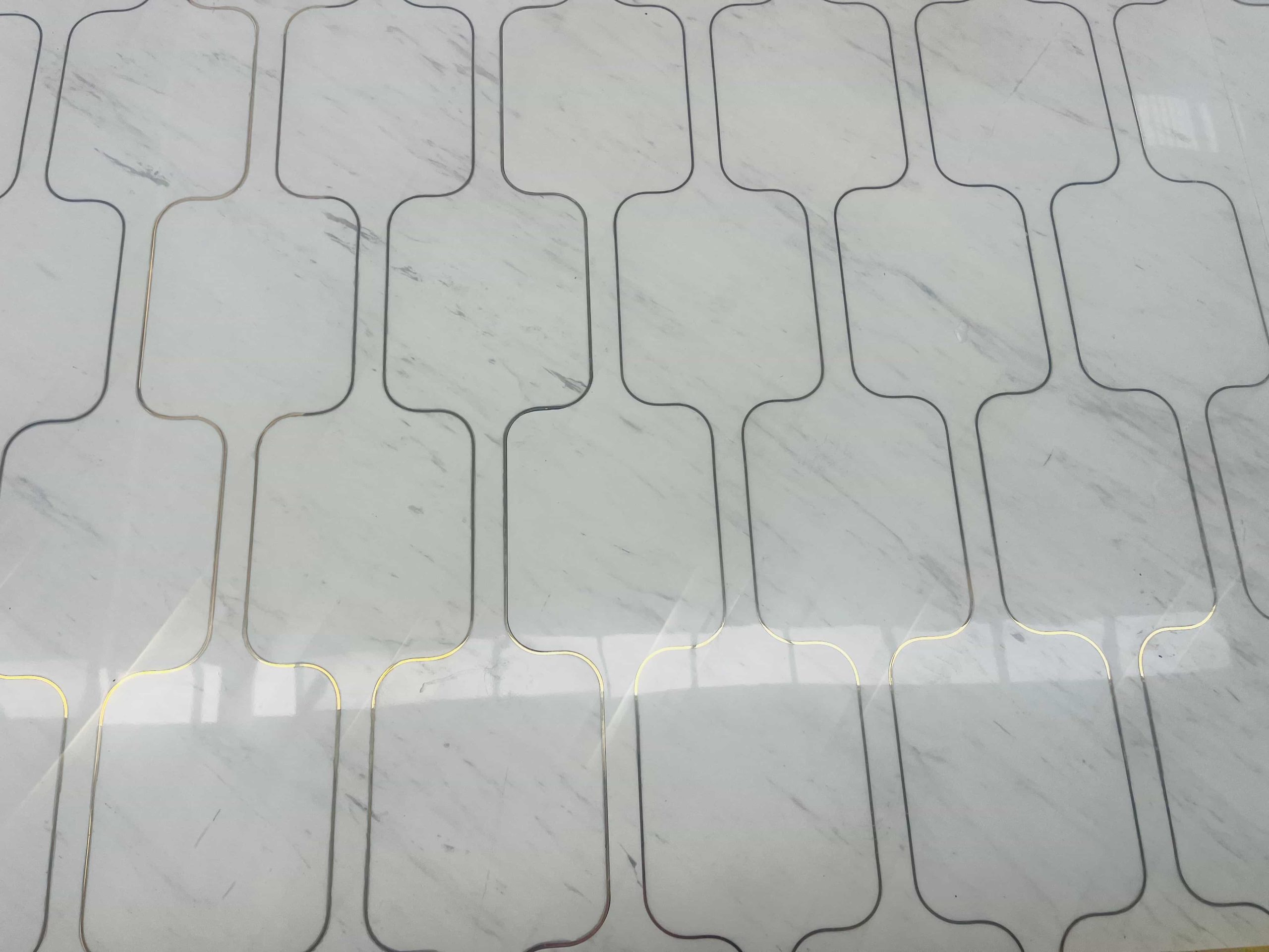Volakas White Marble With Metal Flooring Tiles