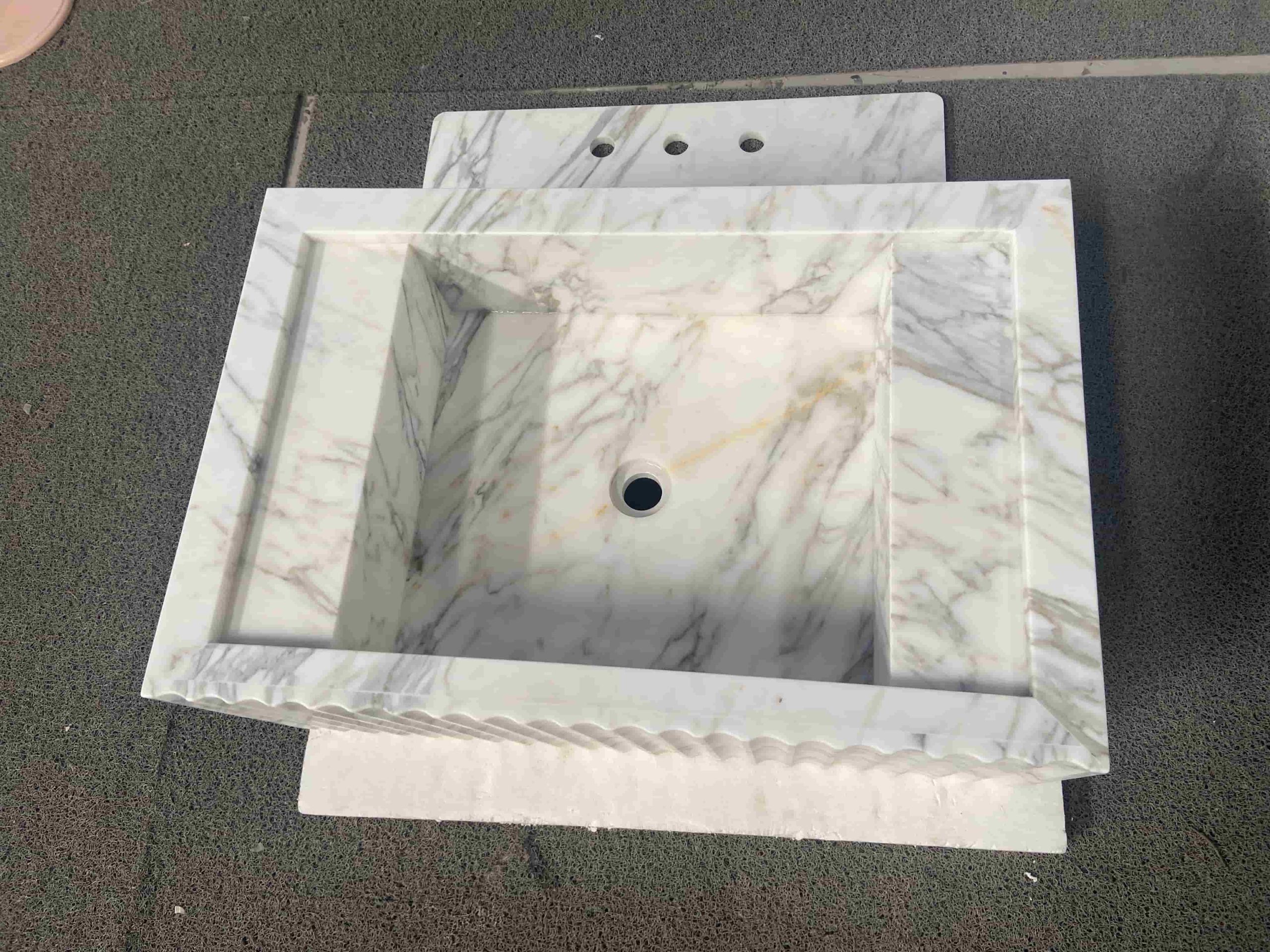 Arabescato White Marble Vanity Sink
