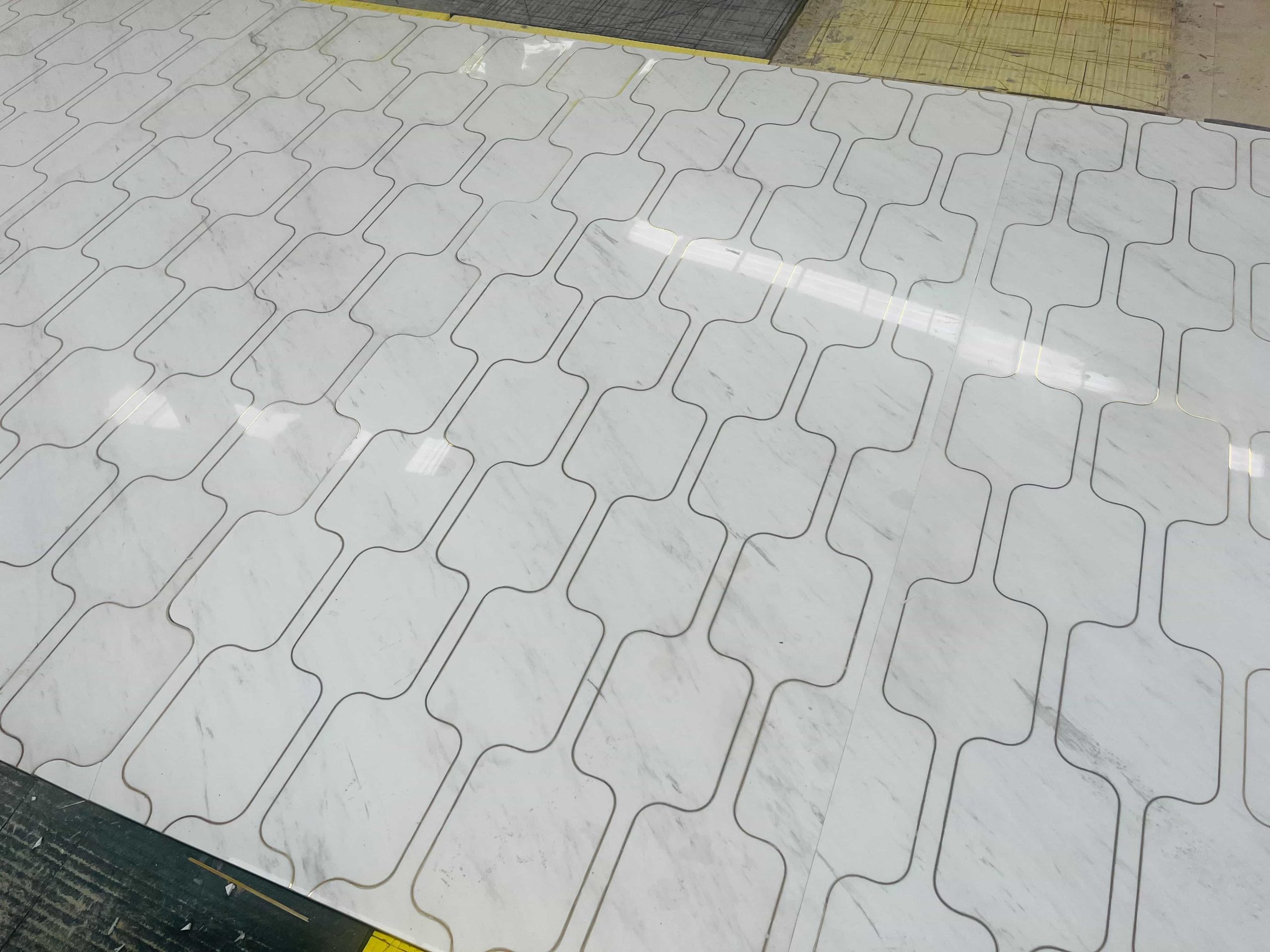 Volakas White Marble With Metal Flooring Tiles