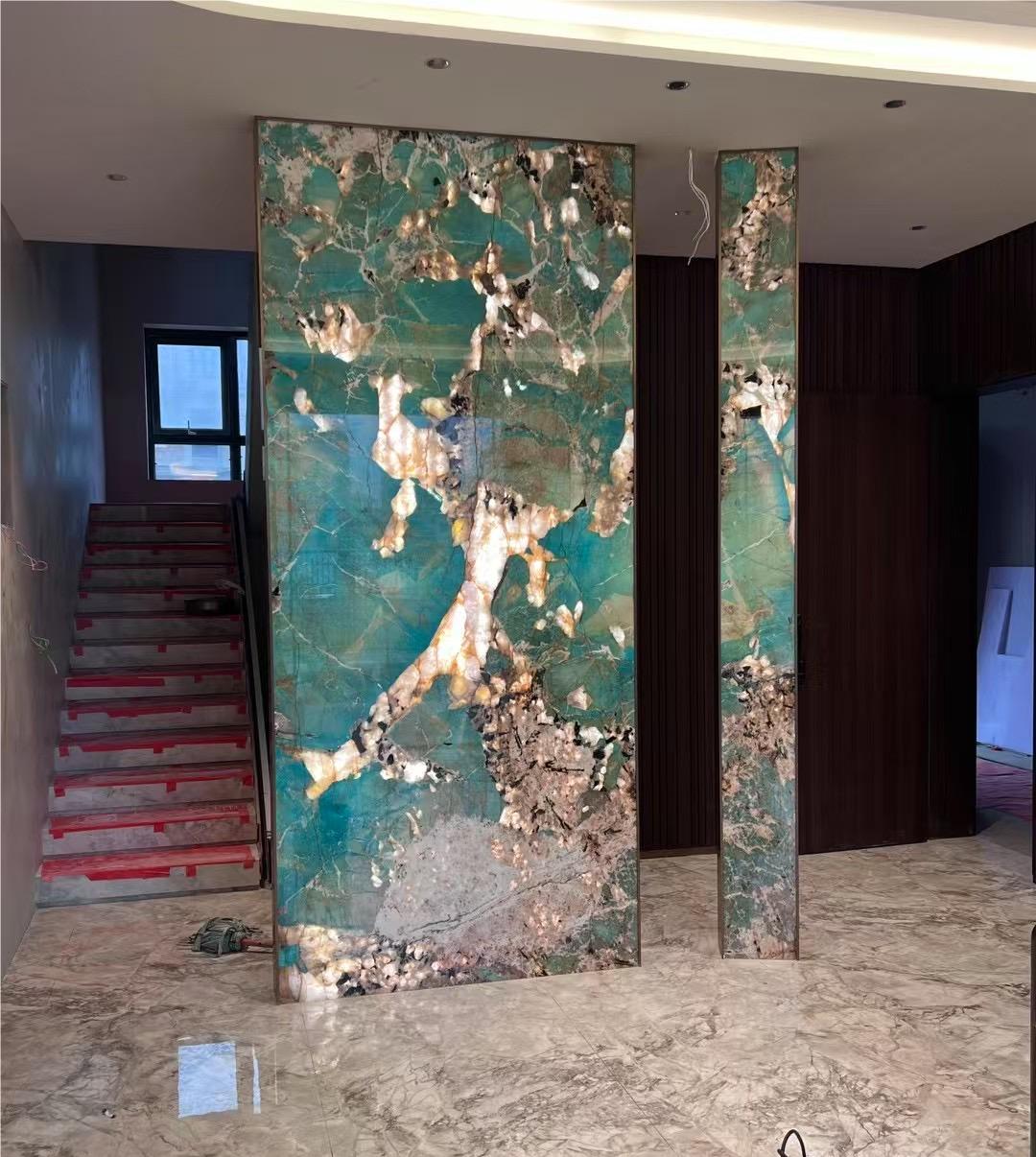 Amazonite Green Granite Feature Wall Living Room