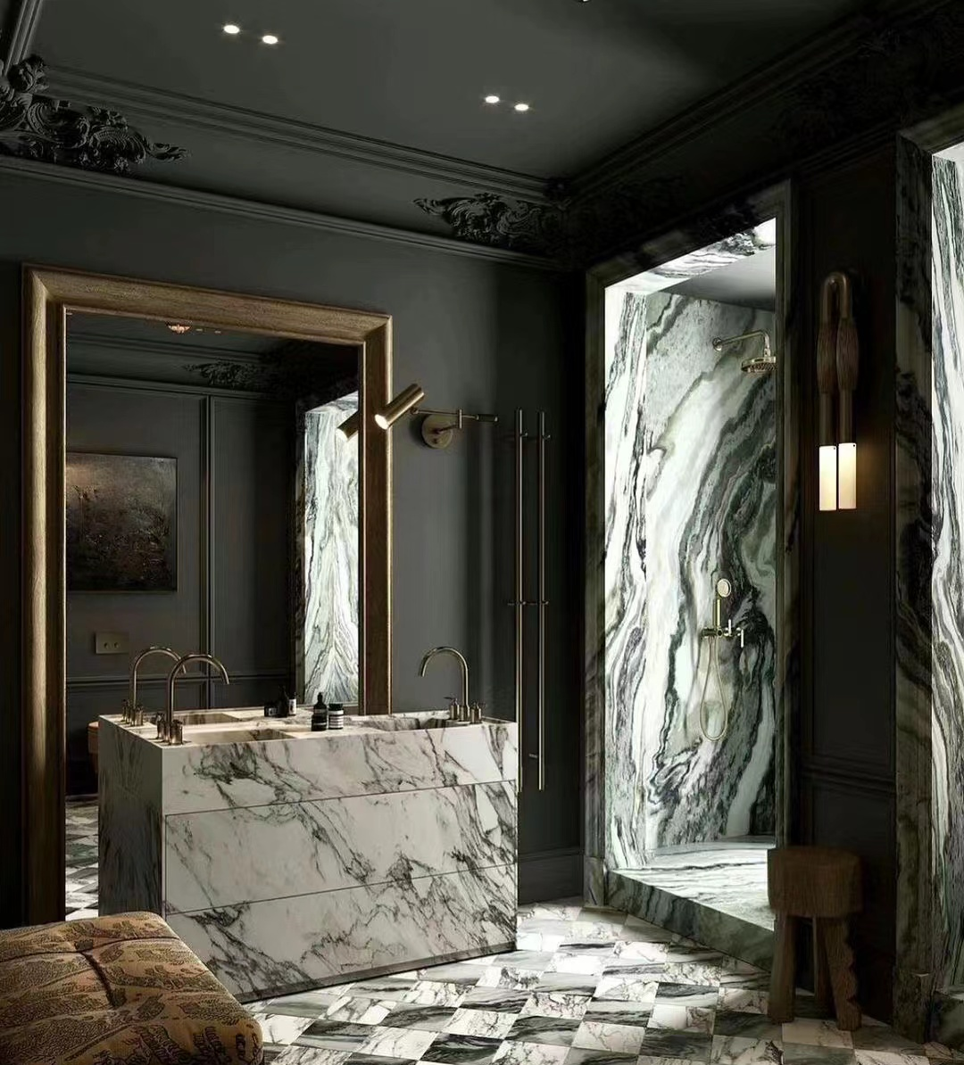 Marble Medallions Tiles Bathroom floor 
