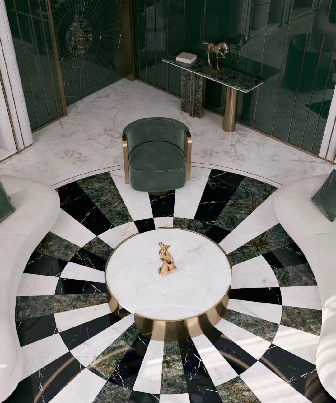 Marble Medallions Tiles living room floor 